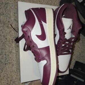 Nike Air Jordan Low Sneakers in White and Burgundy